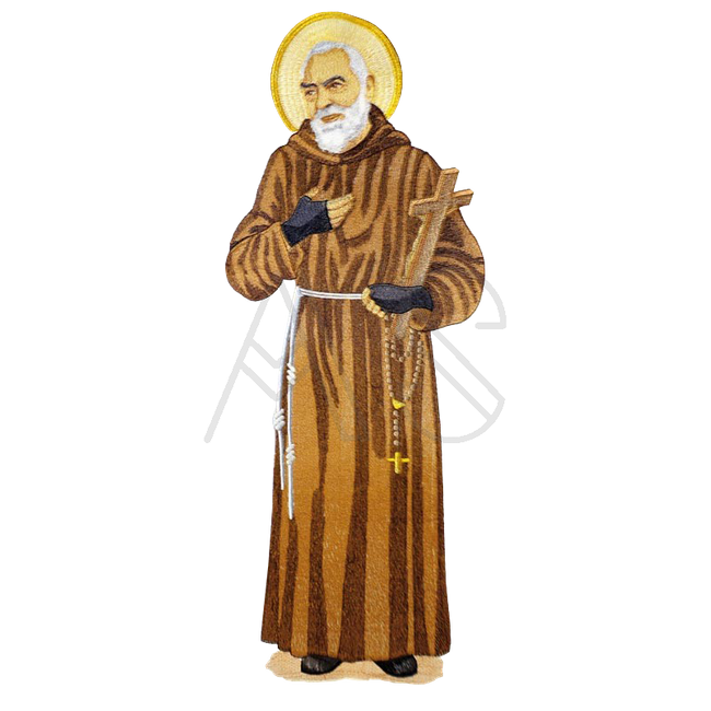 Aplique bordado "Santo Padre Pio"